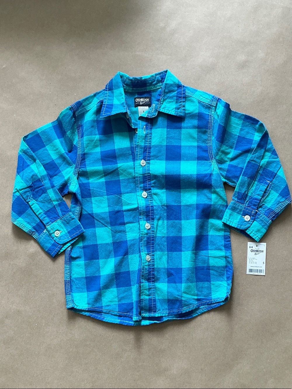 OshKosh B'gosh Teal and Blue Plaid Button-Down Shirt